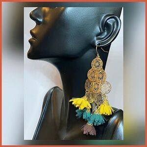 Nicole Miller Gold Filigree Drop Earrings